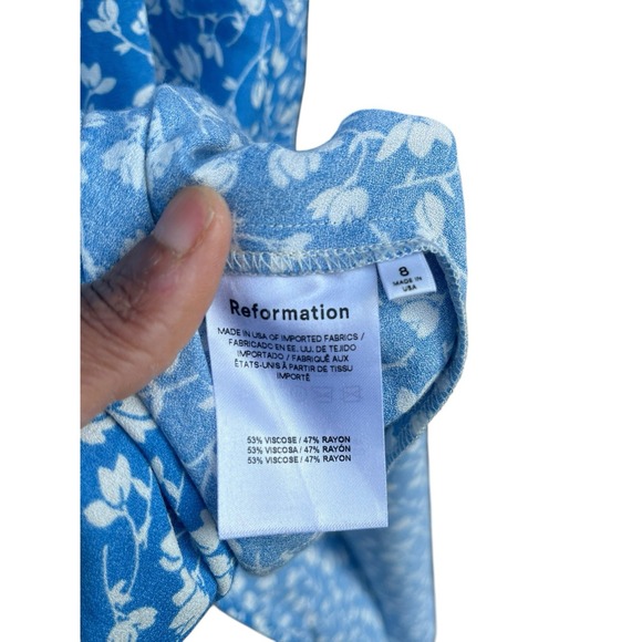 Reformation Lynda Blue Floral Print Midi Dress, Size 8 - Picture 8 of 14